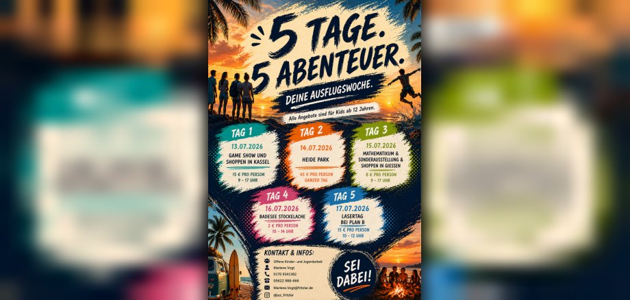 Übersicht Ausflugswoche Sommerferien 2026