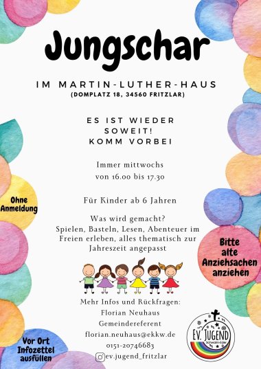 Voranstaltungsplakat Jungschar-Treffen