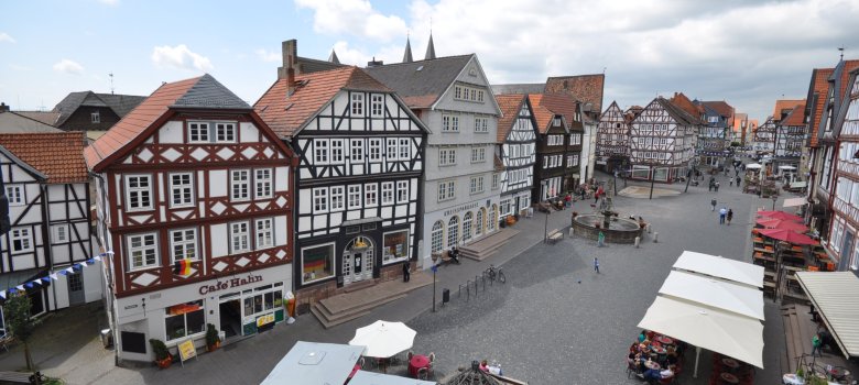 Der Marktplatz in Fritzlar von oben