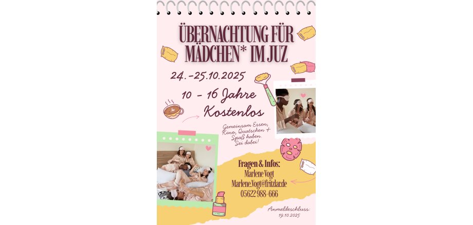 Übernachtung Für Mädchen* Im JUZ (Poster) - 1